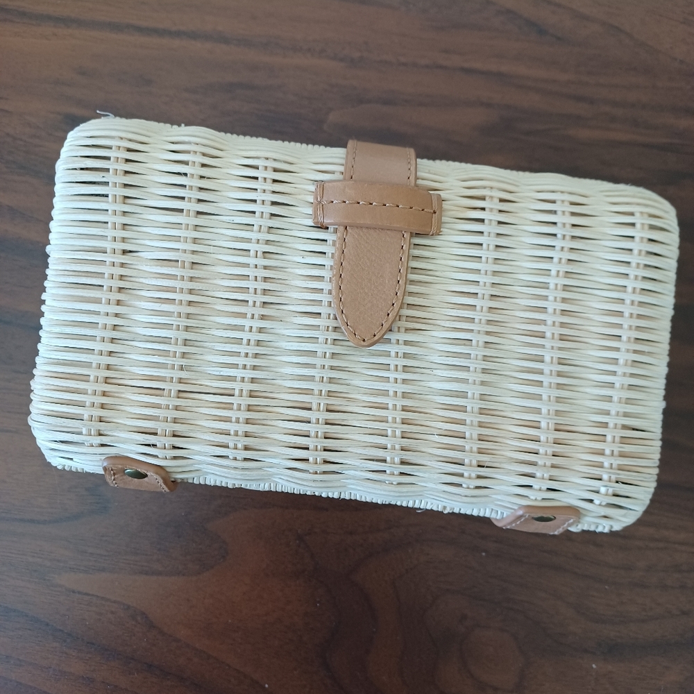 Jcrew tan color wicker purse/Clutch